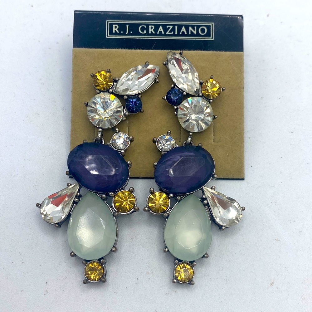 New Old Stock RJ Graziano Rhinestone Statement Earrings